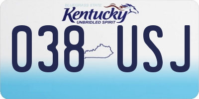 KY license plate 038USJ