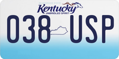 KY license plate 038USP