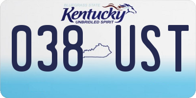KY license plate 038UST