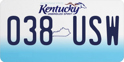 KY license plate 038USW
