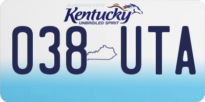 KY license plate 038UTA