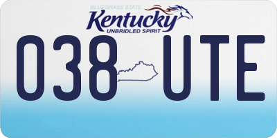 KY license plate 038UTE