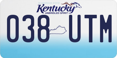 KY license plate 038UTM