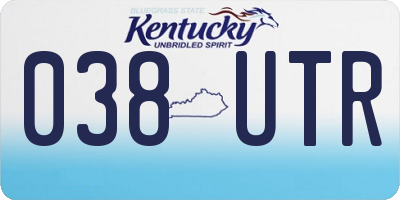 KY license plate 038UTR