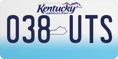 KY license plate 038UTS