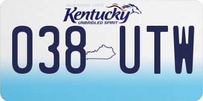 KY license plate 038UTW