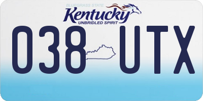 KY license plate 038UTX