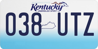 KY license plate 038UTZ