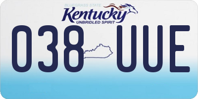 KY license plate 038UUE