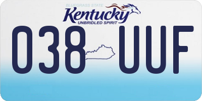 KY license plate 038UUF