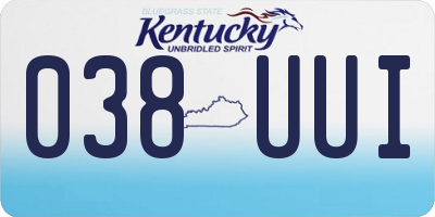 KY license plate 038UUI