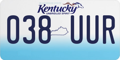 KY license plate 038UUR