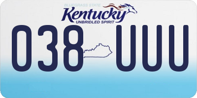 KY license plate 038UUU