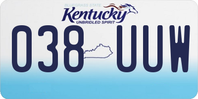 KY license plate 038UUW