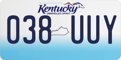 KY license plate 038UUY