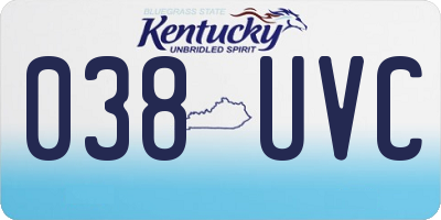 KY license plate 038UVC