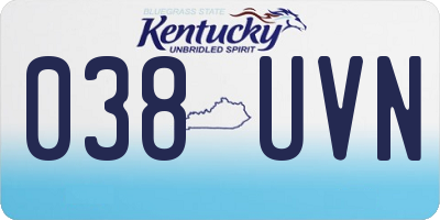 KY license plate 038UVN