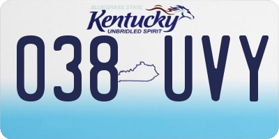 KY license plate 038UVY