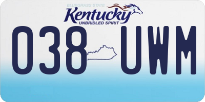 KY license plate 038UWM
