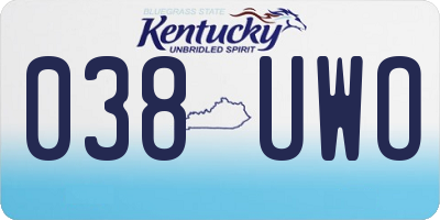 KY license plate 038UWO