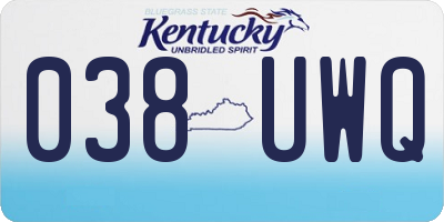 KY license plate 038UWQ