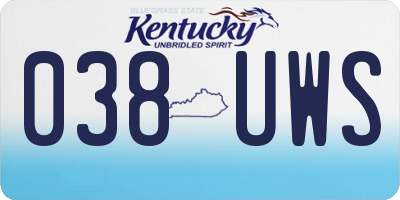 KY license plate 038UWS