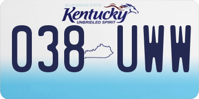 KY license plate 038UWW