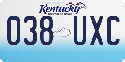 KY license plate 038UXC