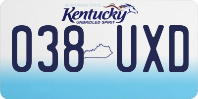 KY license plate 038UXD