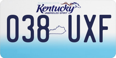 KY license plate 038UXF
