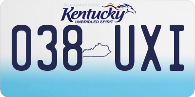 KY license plate 038UXI