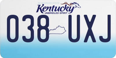 KY license plate 038UXJ
