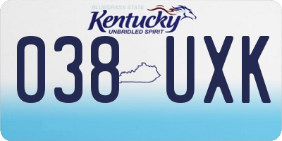 KY license plate 038UXK