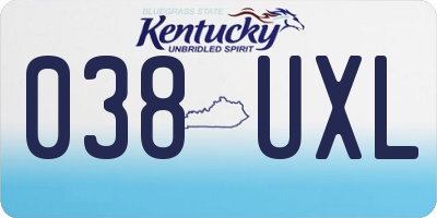 KY license plate 038UXL