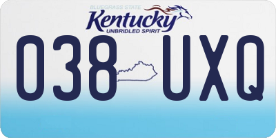 KY license plate 038UXQ