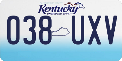 KY license plate 038UXV