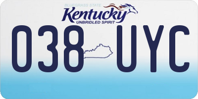 KY license plate 038UYC
