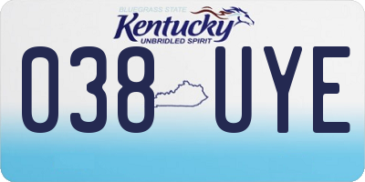 KY license plate 038UYE