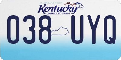 KY license plate 038UYQ