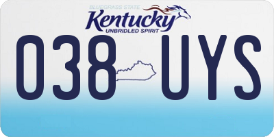 KY license plate 038UYS