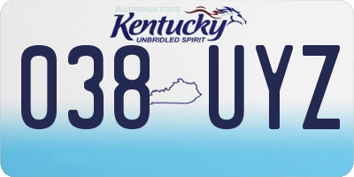 KY license plate 038UYZ
