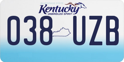 KY license plate 038UZB