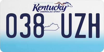 KY license plate 038UZH