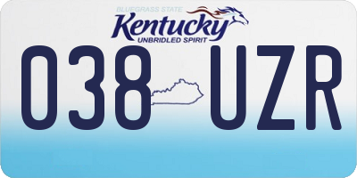 KY license plate 038UZR