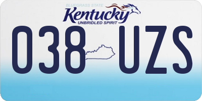 KY license plate 038UZS