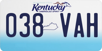 KY license plate 038VAH