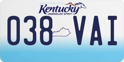 KY license plate 038VAI