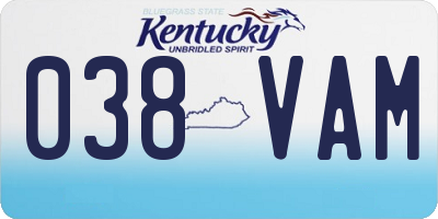 KY license plate 038VAM