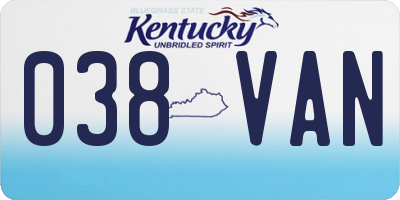 KY license plate 038VAN