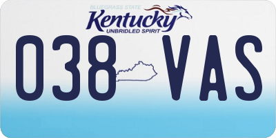 KY license plate 038VAS